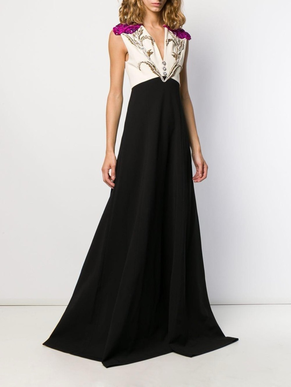 Gucci Floral Embroidered Evening‎ Gown dress crystal pink sz Small